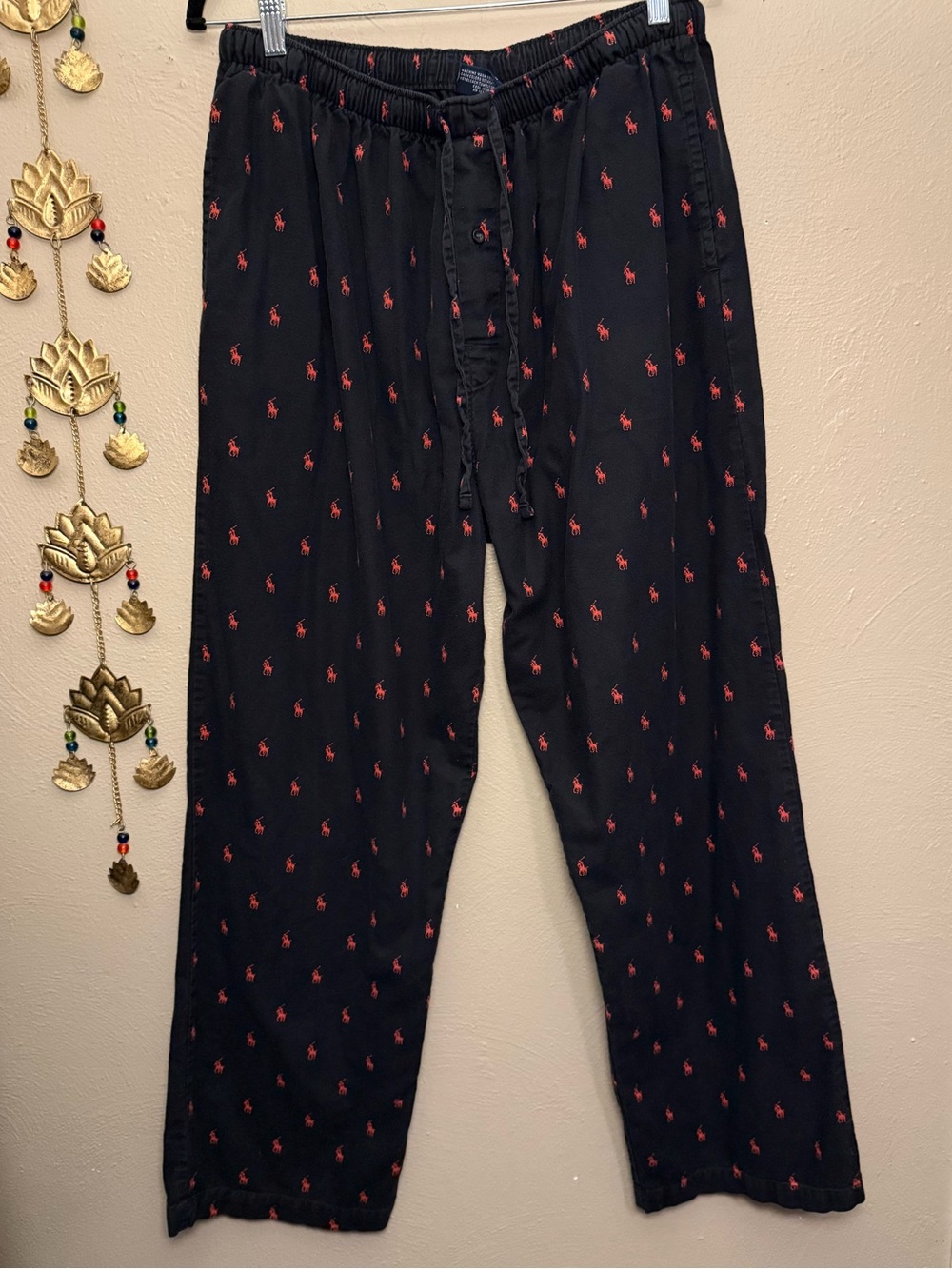 Polo Ralph Lauren Men’s Signature Pony Pajama Pants Black Red Logos